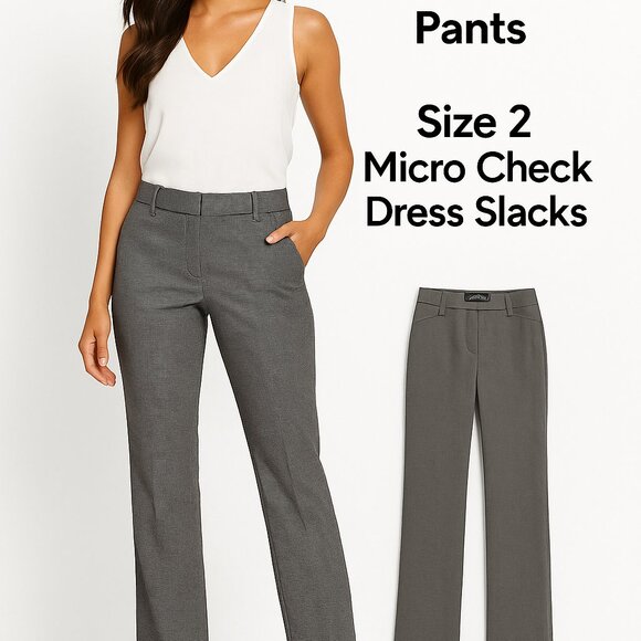 NY & Co 7th Avenue Pants Size 2 Micro Check Dress Slacks Workwear Career Trouser - Picture 10 of 10